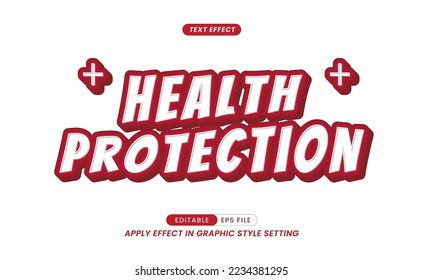 Health Protection text with 3D color effect and vector editable.