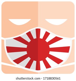 The health protective mask, concept of japan flag style, protective mask with the national flag. Vector