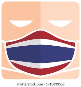 The health protective mask, concept of Thai flag style, protective mask with the national flag. Vector