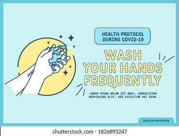 Health protocol guide during covid-19, Coronavirus Outbreak Tips template. Vector illustration