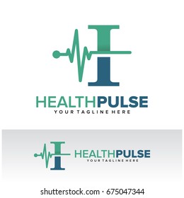 I Health Pulse Letter Logo Template Design Vector, Emblem, Design Concept, Creative Symbol, Icon