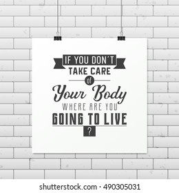 Health quote. Typographical Poster.