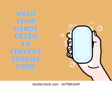 Health Quote. Wash your hands often to prevent corona virus