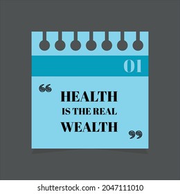 Health Is The Real Wealth Quotes for a Better Mind Body and Life Black Text in black Background