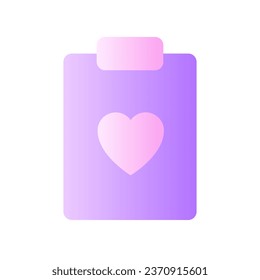 Icono Ui de dos colores del gradiente plano de registro de estado. Historia médica. Plan de control del corazón. Salud. Pictograma simple relleno. GUI, diseño UX para aplicaciones móviles. Ilustración RGB aislada por vectores