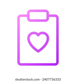 Icono Ui lineal de gradiente perfecto para el registro de estado. Plan de control del corazón. Información sobre el cuidado de la salud. Símbolo de interfaz de usuario de color de línea. Pictograma de estilo moderno. Ilustración de contorno aislado del vector