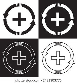 Health recovery flat vector icons. isolated on white and black background. EPS 10