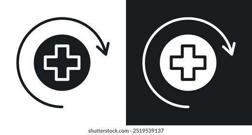 Iconos del icono de la recuperación de la salud en estilo lleno blanco y negro