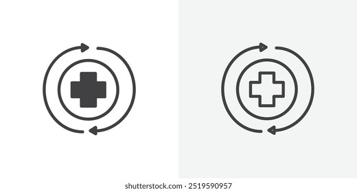 Health recovery icon. solid filled and stroke thin line style eps 10
