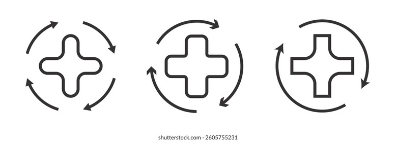 Health recovery icon Thin line illustration set