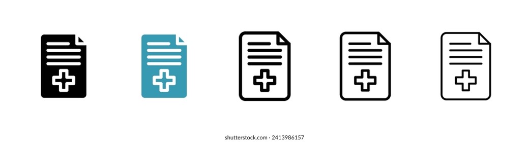 Health Report Vector Icon Set. Clinical diagnosis and medical record vector symbol for UI design.