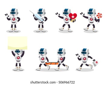 health robot cartoon set