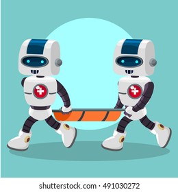 health robot holding stretcher together