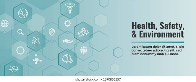 Health Safety And Environment Icon Set And Web Header Banner