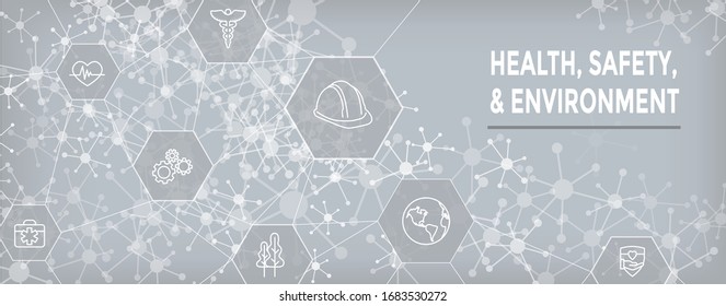 Health Safety And Environment Icon Set And Web Header Banner