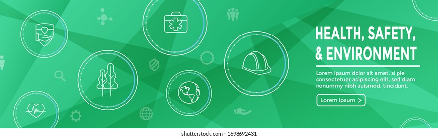 Health Safety and Environment Icon Set and Web Header Banner