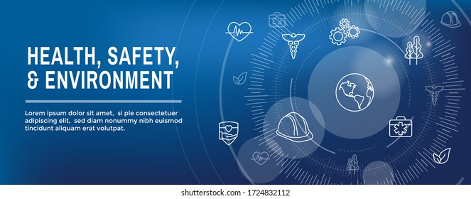 Health Safety And Environment Icon Set And Web Header Banner