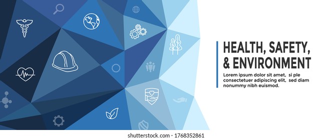 Health Safety And Environment Icon Set And Web Header Banner