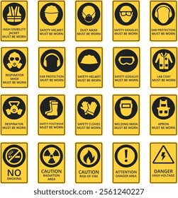 Health and safety signs. Safety equipment must be worn