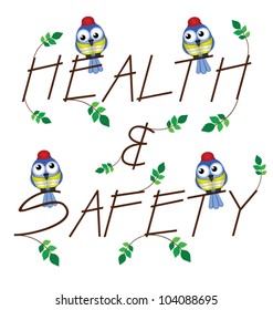 Health and Safety twig text isolated on white background