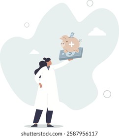Health saving account, HSA, financial plan saving for medical expense or medicare cost and benefits concept,flat character life