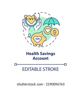 Health Savings Account Concept Icon. Medical Policy. Finance Management Abstract Idea Thin Line Illustration. Isolated Outline Drawing. Editable Stroke. Arial, Myriad Pro-Bold Fonts Used