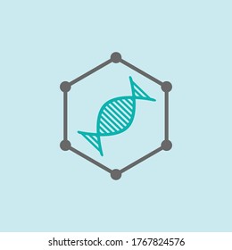 health science logo vector with DNA cell inside
