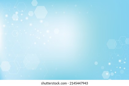 Health and science medical innovation concept. Abstract geometric futuristic background from hexagons, pattern light blue radiant background.