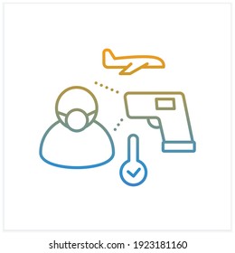 Health Screening Gradient Icon. Checking Temperature.Health Control. Protecting Passengers. Airport New Normal Concept. Isolated Vector Illustration.Suitable To Banners, Mobile Apps And Presentation