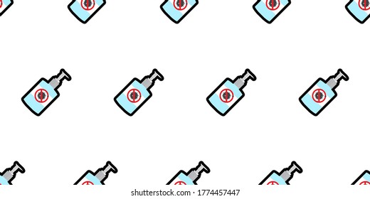 Health seamless pattern, Hand sanitizer on white wallpaper. 