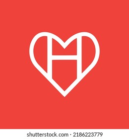 Health Sector Logo Design, Heart Inside Letter H Logo Design