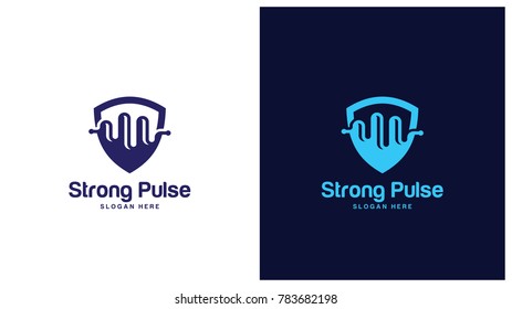 Health Secure logo template, Strong Pulse logo designs concept