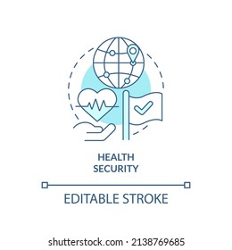 Health security turquoise concept icon. Citizens service. Element of national safety abstract idea thin line illustration. Isolated outline drawing. Editable stroke. Arial, Myriad Pro-Bold fonts used