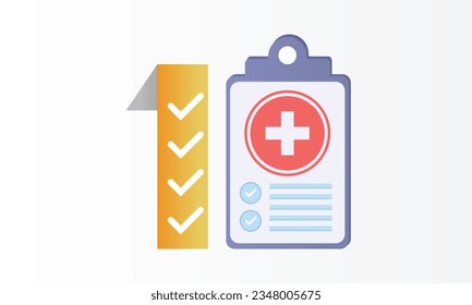 Health services, healthcare program, medical procedure, annual check up, checklist clipboard.on white background.Vector Design Illustration.