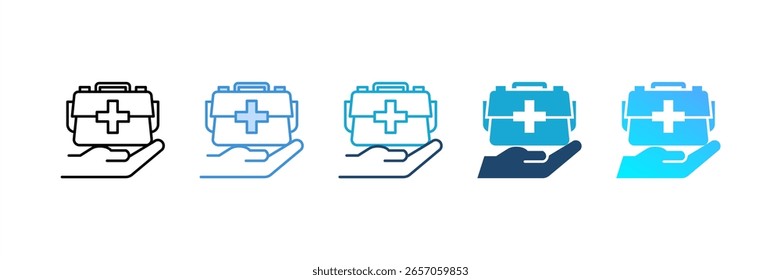 Conjunto de iconos de servicios de salud colección de varios estilos