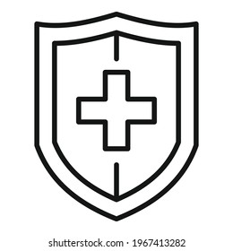 Health shield icon. Outline Health shield vector icon for web design isolated on white background