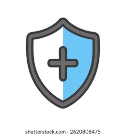 Health shield icon protects disease spread concept
