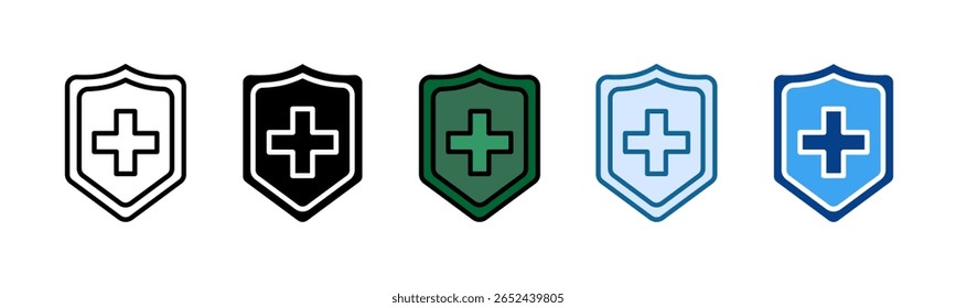 Health Shield Icon Set Multiple Style Collection