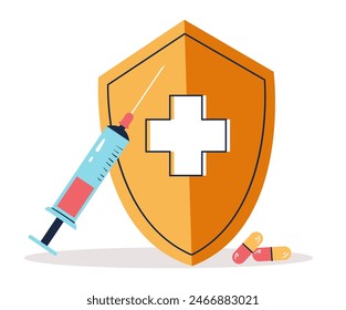 Health shield medical safety system isolated concept. Vector flat graphic design illustration