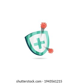 Health shield protect from virus. Healthcare icon. flat style and colorful design, vector illustration