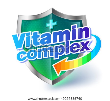 Health shield vitamin complex concept with amber green transparent crystal shield. used for branding Packaging and healthy products.