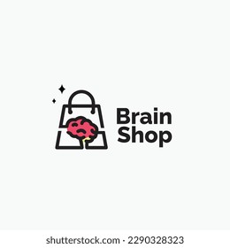 health shop logo icon vector illustration with brain as symbol