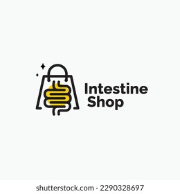 health shop logo icon vector illustration with intestine as symbol