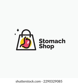 health shop logo icon vector illustration with stomach as symbol