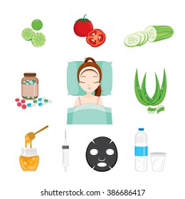 Health Skin Face And Body Icons Set, Beauty, Cosmetic, Makeup, Lifestyle, Fashion