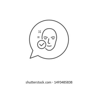 Health skin line icon. Chat bubble design. Face care sign. Cosmetic lotion symbol. Outline concept. Thin line health skin icon. Vector