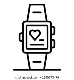 Health smartwatch icon. Outline health smartwatch vector icon for web design isolated on white background