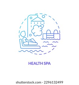 Health spa blue gradient concept icon. Thermal hot tub. Source of heat. Usage of geothermal energy abstract idea thin line illustration. Isolated outline drawing. Myriad Pro-Bold font used