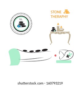 Health And Spa: Girl Enjoying Stone therapy. Part of Spa icons set.