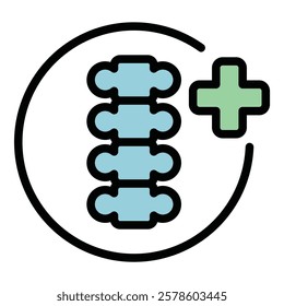 Health spine icon outline vector. Bone chiropractic. Spinal body color flat